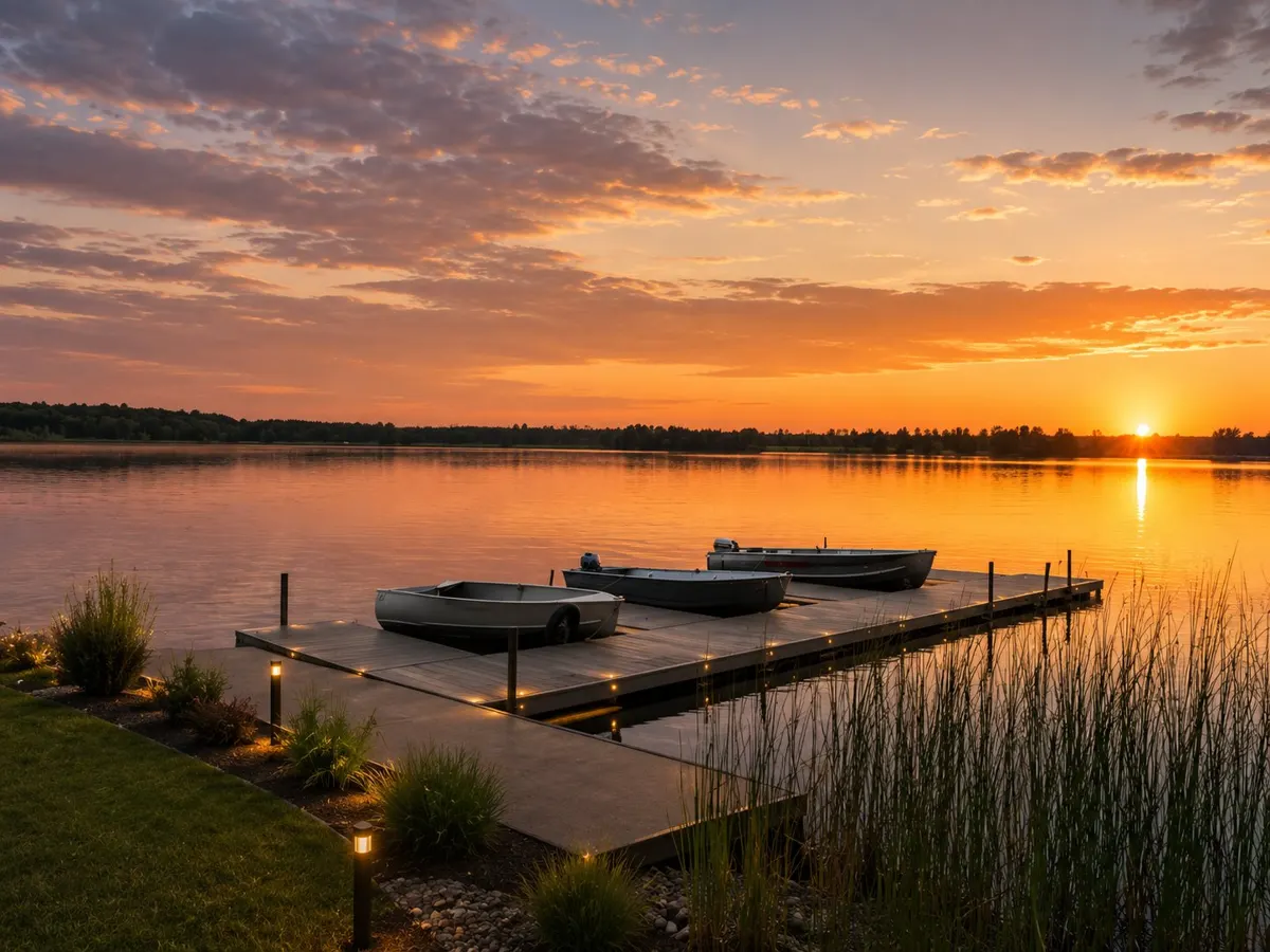 Ice Lake dock at sunset